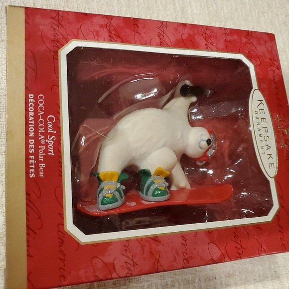 Hallmark Keepsake Ornament "Cool Sport" 2001 Coca-Cola Polar Bear Snow Boarding - Picture 4 of 4
